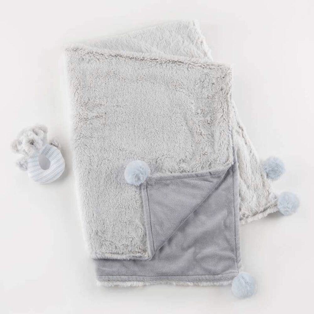 Brand New Baby Aspen Luxury Baby Blanket & Rattle Gift Set (Blue)